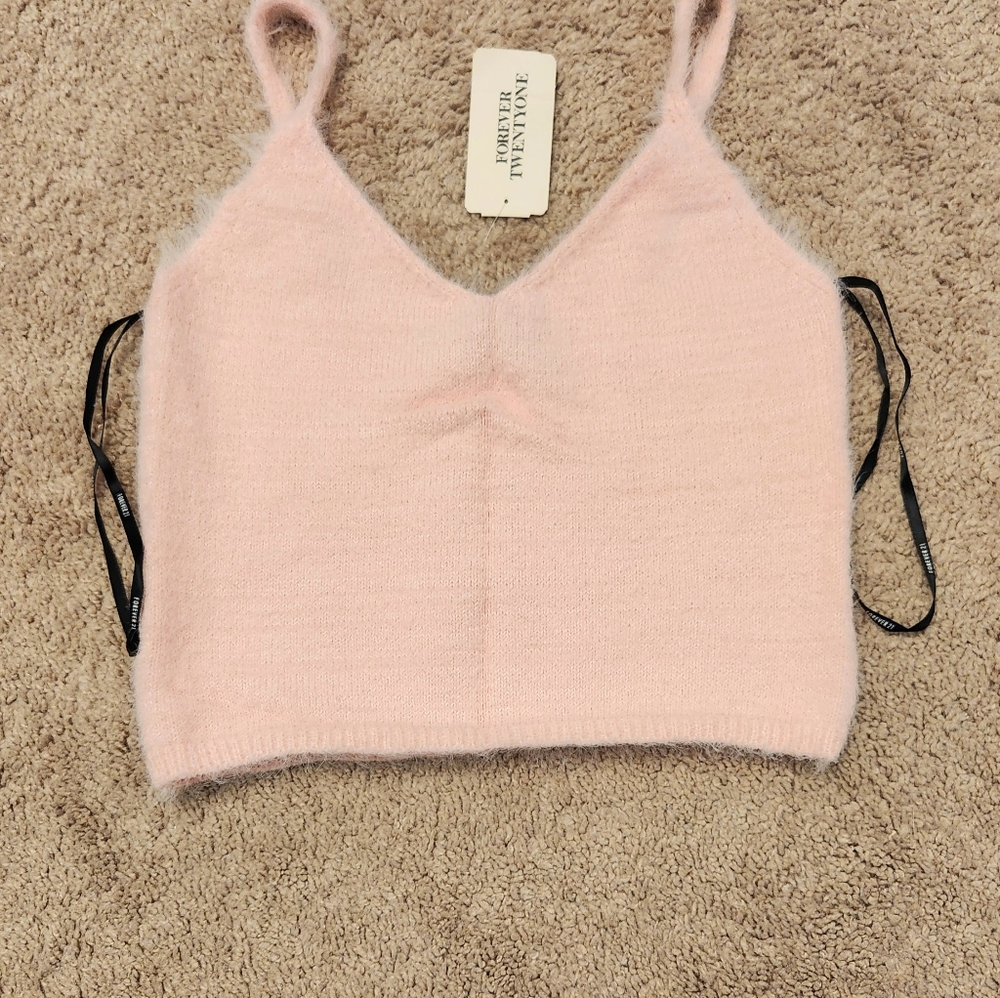 NWT Pink Fuzzy Crop Top